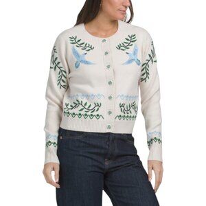 CYNTHIA ROWLEY Bird Palm Cardigan